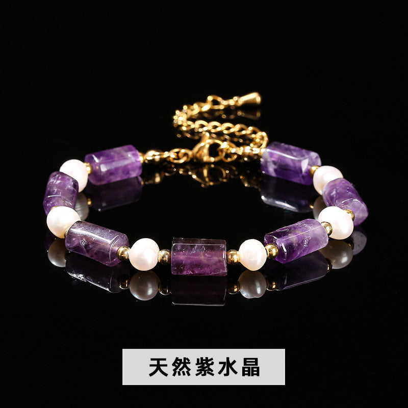 Natural Baroque Pearl Powder Round Tube Bracelet