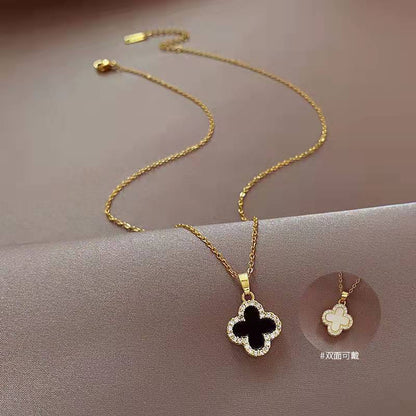 Four-leaf clover full diamond necklace