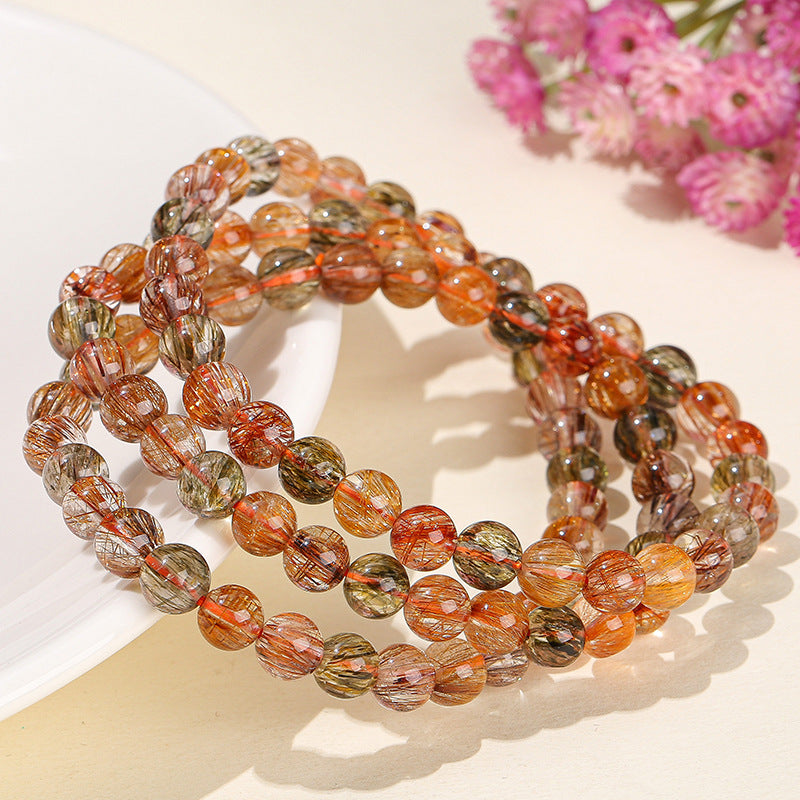 Natural ice transparent color hair crystal multi-ring bracelet