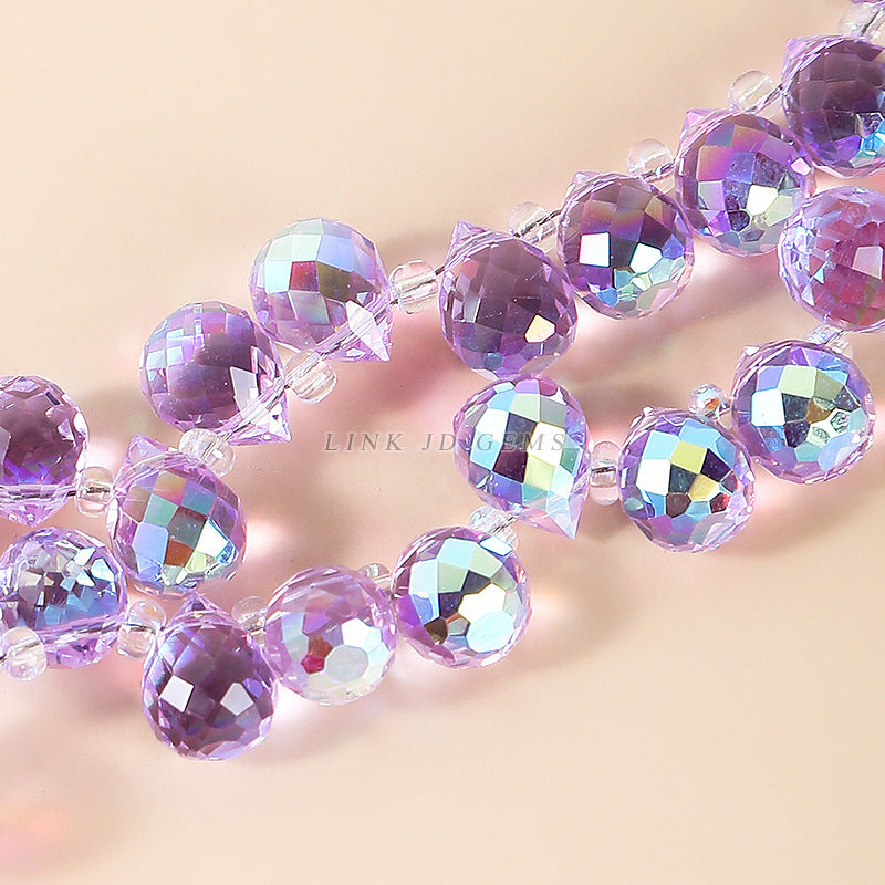 8-10Mm colorful faceted crystal droplet-shaped loose beads