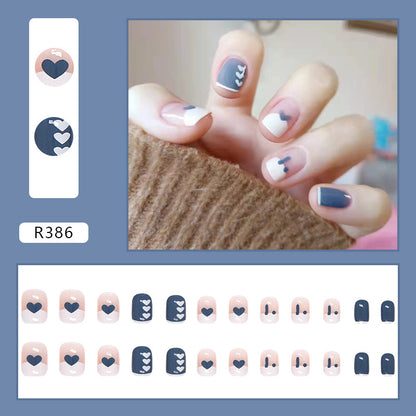 Wearable Blush Short Removable Nail Stickers