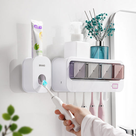 Dual-Sanitizer Toothbrush Holder Wall-Mounted