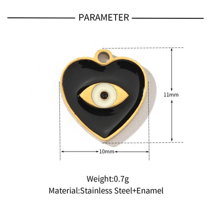 Colgante de acero de titanio con forma de corazón de melocotón y ojos cruzados 