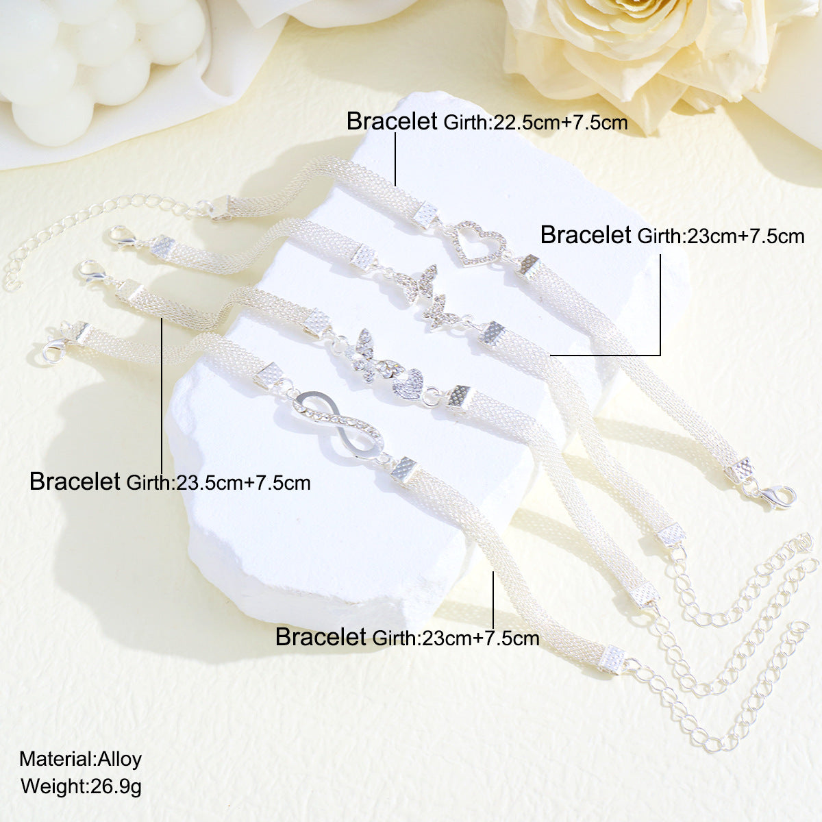 8-shaped anklet butterfly anklet 4-piece set