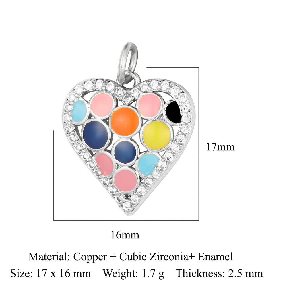 Crown peach heart colorful love copper zircon pendant