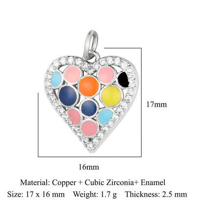 Crown peach heart colorful love copper zircon pendant