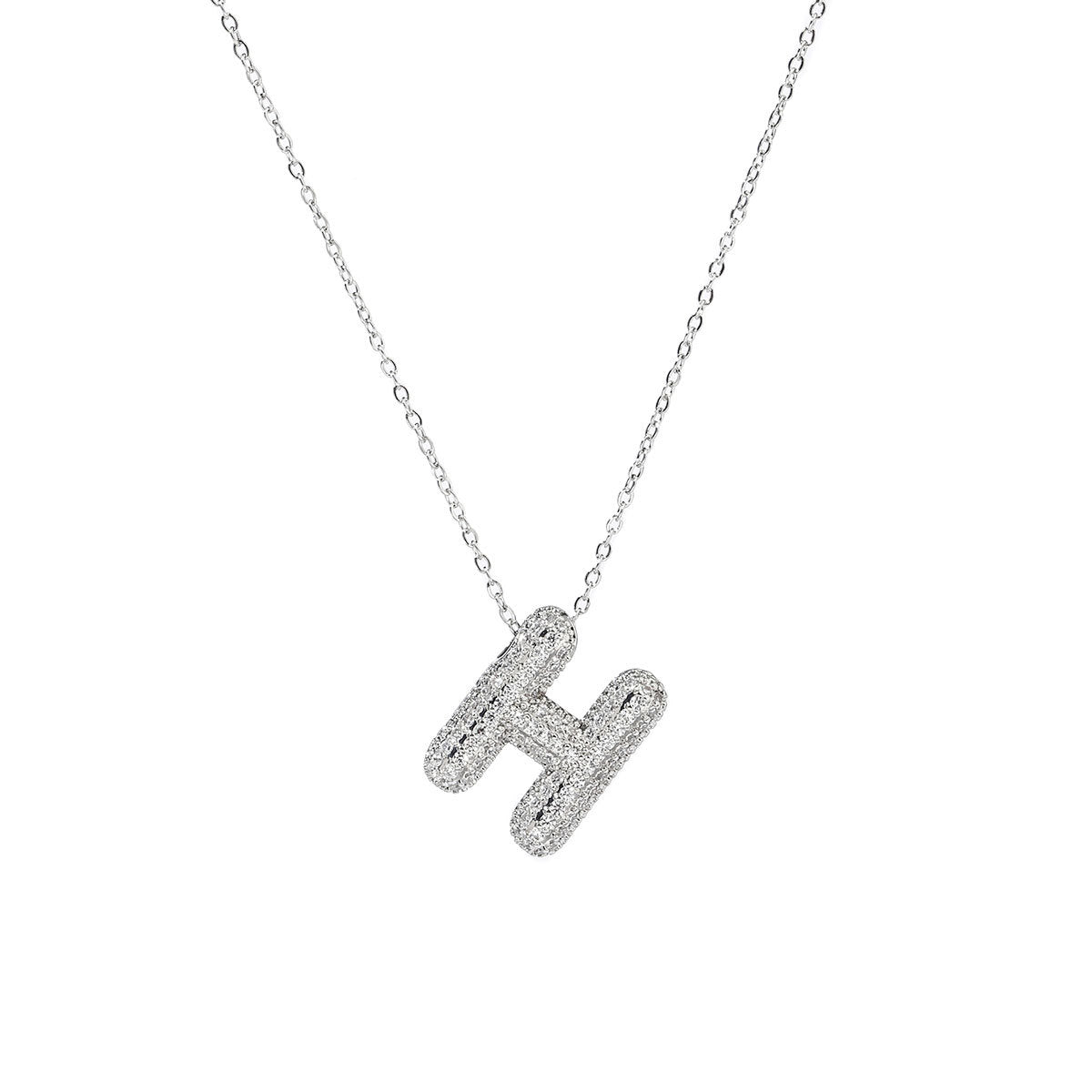 A-Z Copper Zircon Letter Necklace Pendant