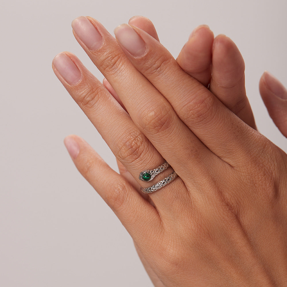 Charming Malachite Cobra Open Ring