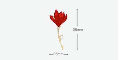 Red flower brooch high-end