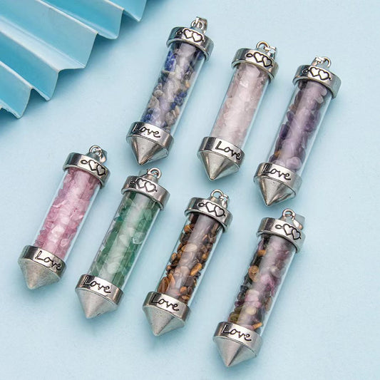 Crystal gravel wishing bottle colorful crystal pendant