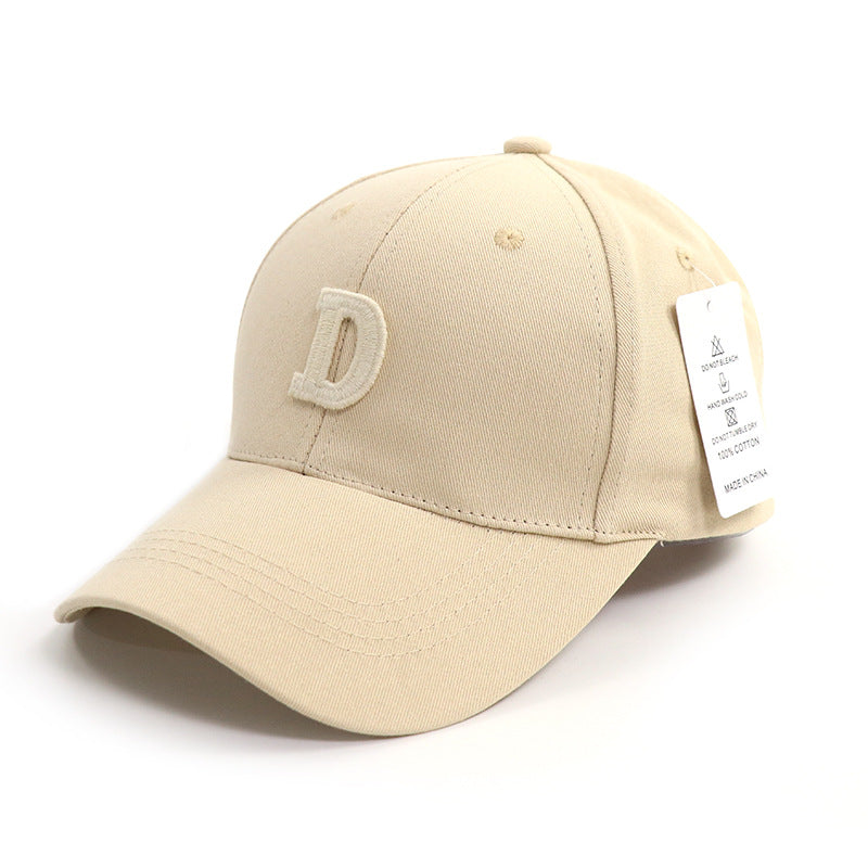 D Letter Embroidered Wide Brim Duckbill Cap