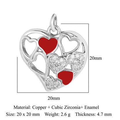 Crown peach heart colorful love copper zircon pendant