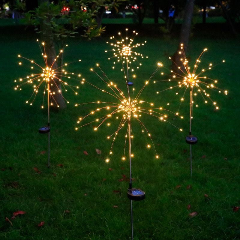 Luces de fuegos artificiales de diente de león con energía solar, luces de césped, paisaje 