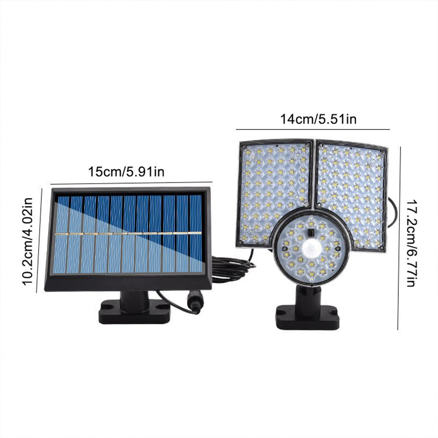 Solar three-head split street light household waterproof wall lamp