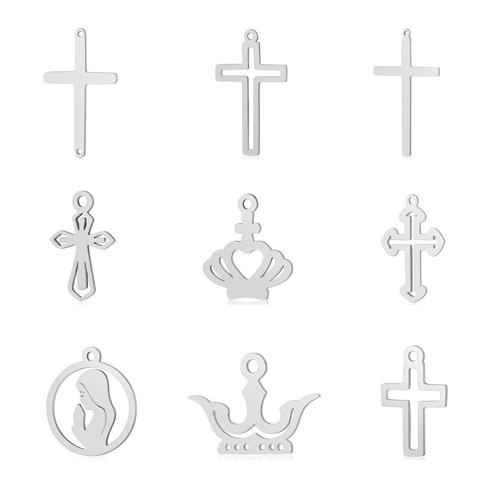 5 pcs/titanium steel hollow cross pendant.