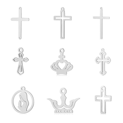 5 pcs/titanium steel hollow cross pendant.