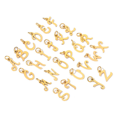 20 pcs/pack gold English letter titanium steel DIY pendant