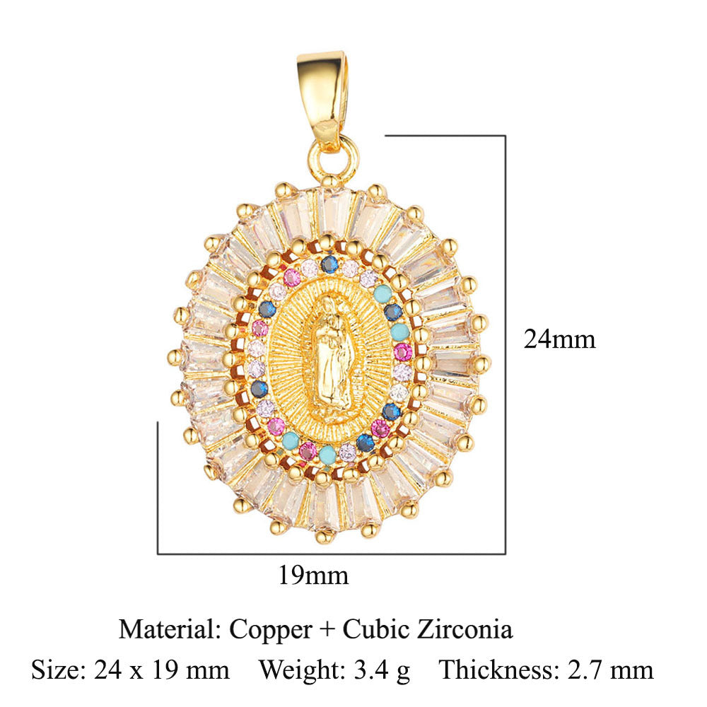 Copper zircon Virgin Mary pendant pendant