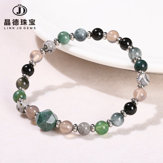 Five-color natural stone agate mixed bracelet