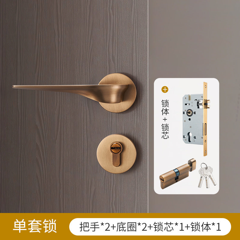 Solid wood door golden lock