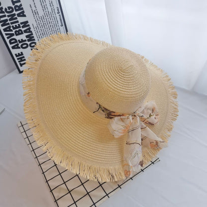 New Bohemian Vacation Fringe Hat Wide Brim Fashion Chic Sun