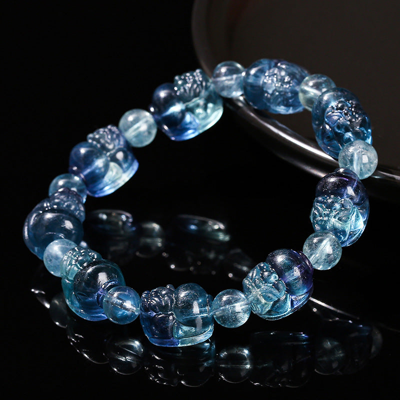 Pulsera Pixiu de fluorita azul natural 