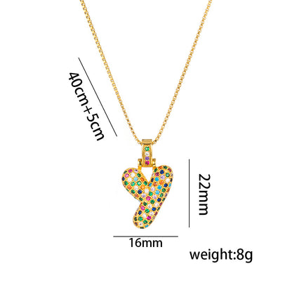 Colorful Zircon Letter Pendant Necklace for Amazon