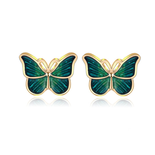 Dark green butterfly earrings