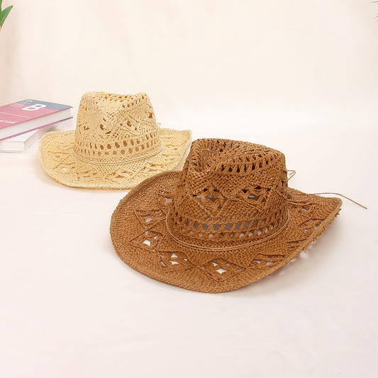 Men's Outdoor Travel Hat Breathable Handmade Straw Denim Hat