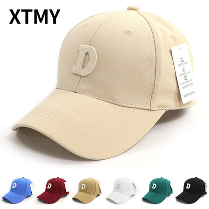 D Letter Embroidered Wide Brim Duckbill Cap