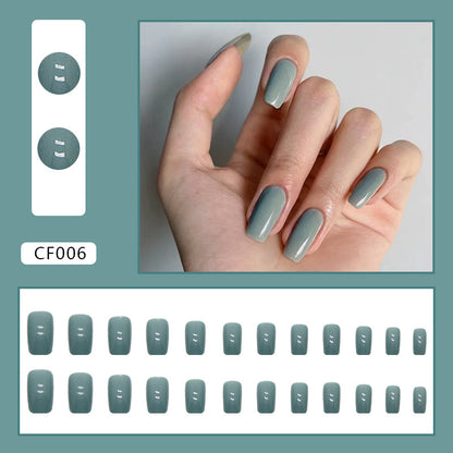 Glossy Solid Color Square Nails