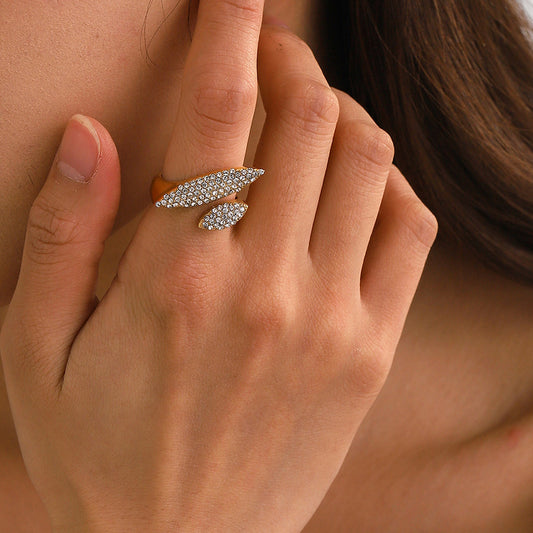 Leaf Interlaced Diamond Open Ring