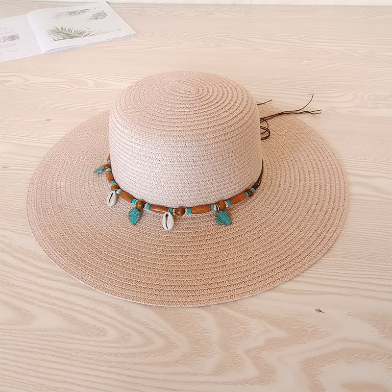 Women Beach Outdoor Wide Brim Flat Brim UV Korean Fashion Elegant Hat