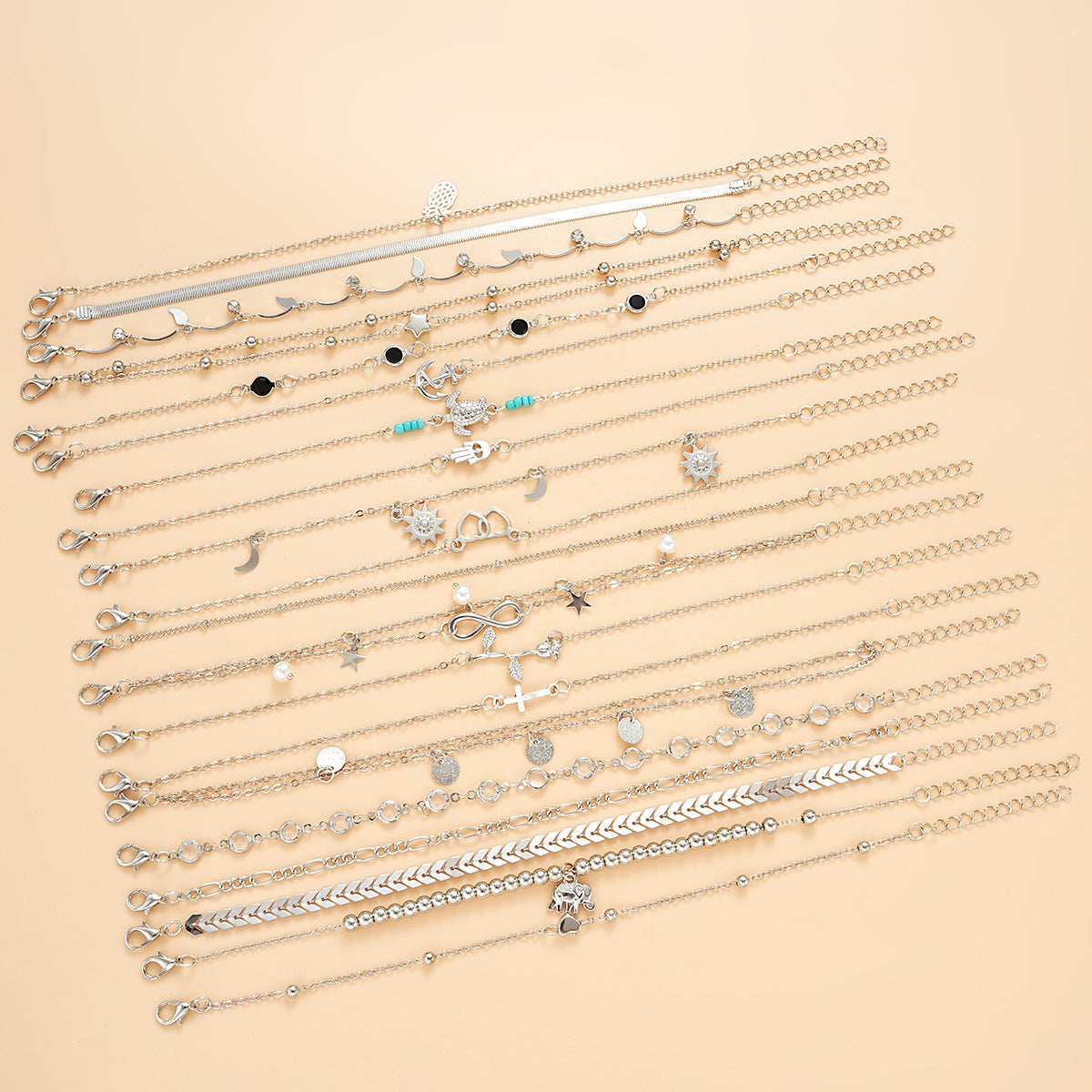 New Summer Anklet 20-Piece Set Alloy