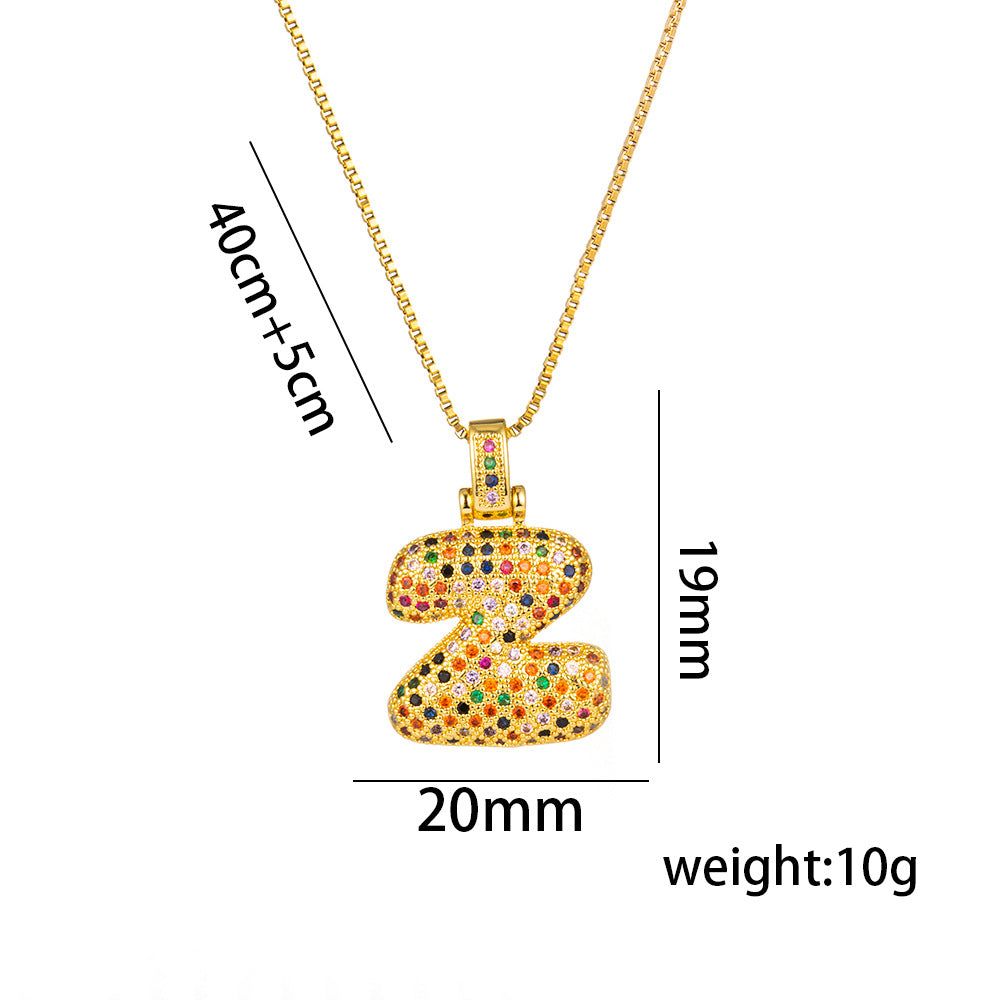 Colorful Zircon Letter Pendant Necklace for Amazon