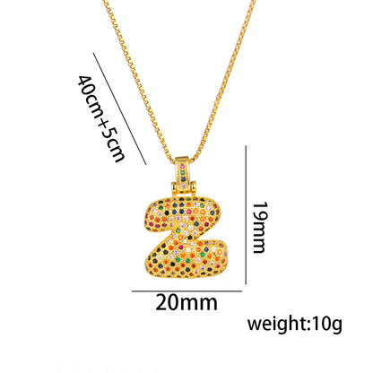 Colorful Zircon Letter Pendant Necklace for Amazon