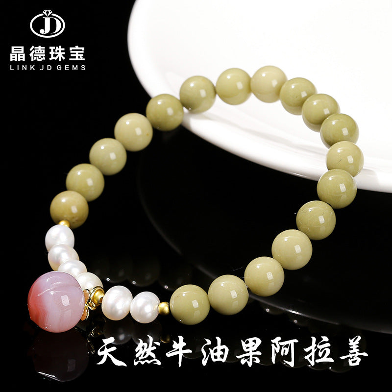 Natural Avocado Alxa Pearl Bracelet