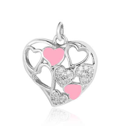 Crown peach heart colorful love copper zircon pendant