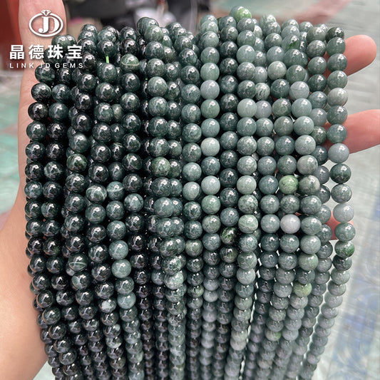 Perlas sueltas de jade jadeíta natural de Myanmar, cuentas redondas 