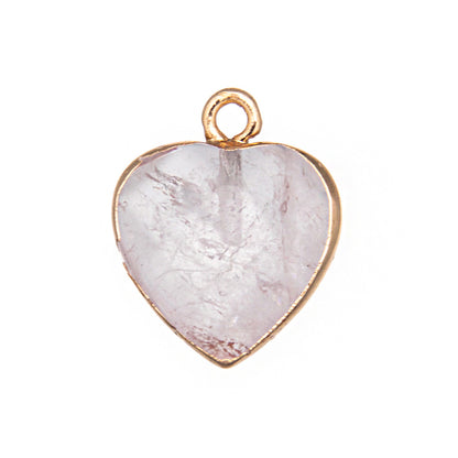 Natural Stone Crystal Faceted Heart Pendant Necklace