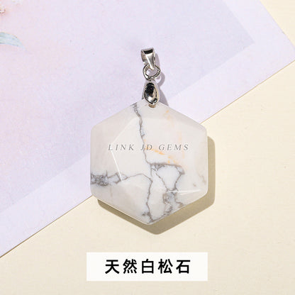 Natural stone crystal cut hexagram pendant.