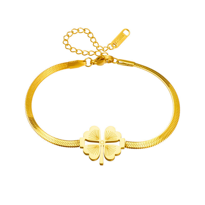 Lucky Clover Stainless Steel Bracelet