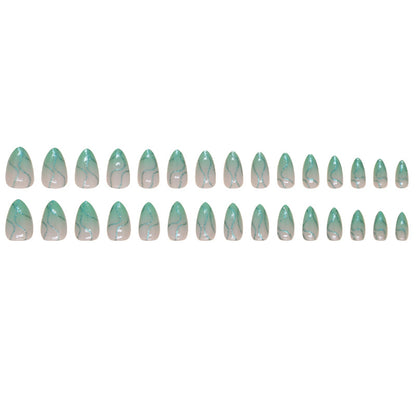 Minimalist Green Wave Detachable Fake Nails