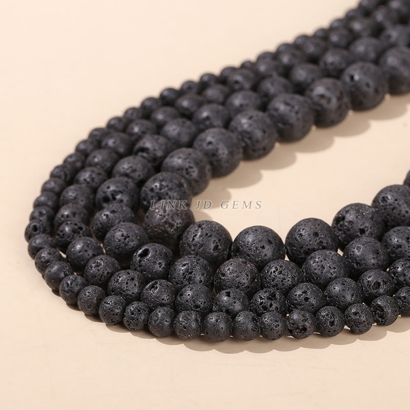 Black volcanic stone round beads lava stone loose beads