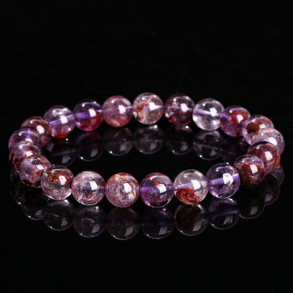 Pulsera de piedra fantasma morada natural 5A 