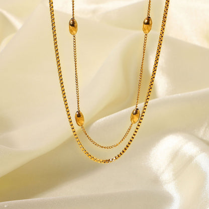 Oval Bead Double Necklace