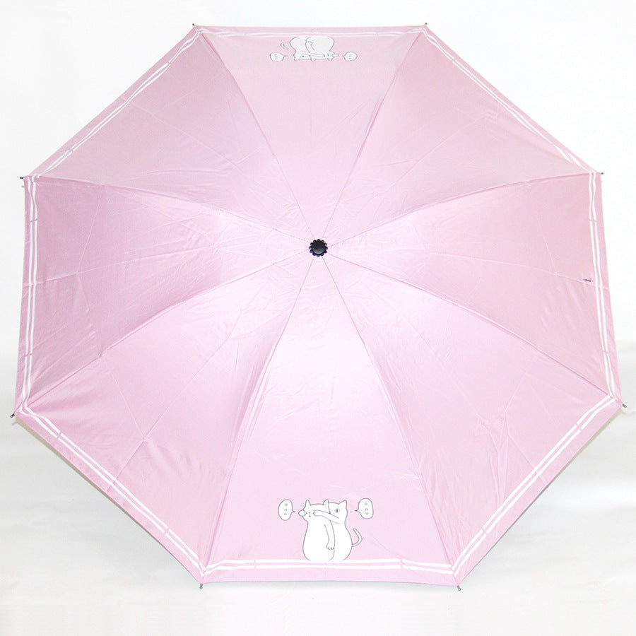 Cat Design 3-Fold Umbrella UV Protection Umbrella