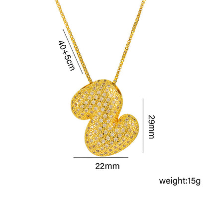 Amazon Bestseller: Haley Style Brass CZ Bubble Fat 26 Letters Necklace