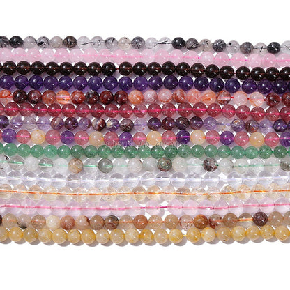 Natural crystal round beads white crystal strawberry crystal hair crystal loose beads