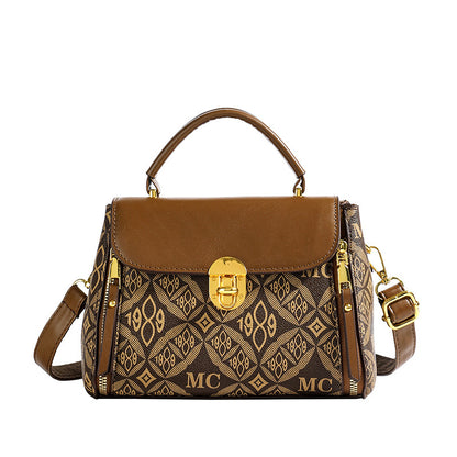 New PU light luxury retro printed handbag